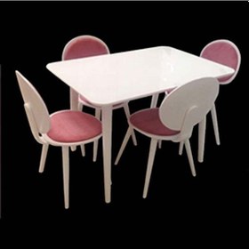 Resim Masa Sandalye Retro Papel Takım Model Kayın Torna Kaplama Sandalye Açılır Parlak Beyaz El Yapım 