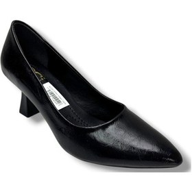 Resim C-shoes 249-26 Kırışık Rugan Deri Orta Boy Topuklu Kadın Stiletto Siyah 