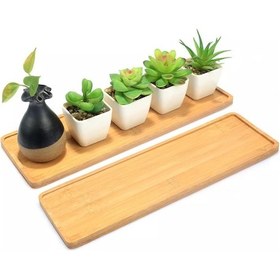 Resim Oval-1pc Ahşap Bambu Tepsi Bitki Saksı Yuvarlak Tabak Dikdörtgen Kaktüs Tutucu Pot Tepsi Basit Tasarım Ev Dekor El Sanatları Kase Plaka 