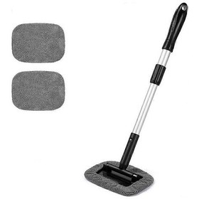 Resim Teleskopik Araç Yıkama Fırçası, 2 Mikrofiber Pedli Ön Cam Temizleyici, Uzatılabilir Saplı Ön Cam Temizleme Aleti, Araç Temizleme Fırçası Seti 