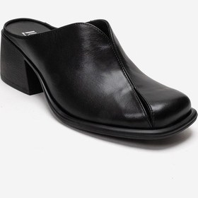 Resim Luvishoes Ardent Siyah Cilt Hakiki Deri Önü Kapalı Kadın Kalın Topuklu Terlik 