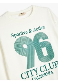 Resim Koton Kolej Baskılı Uzun Kollu Bisiklet Yaka Sweatshirt Ekru 5skg10212ak Ekru 
