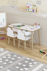 Resim POFİTTO Montessori Çocuk Masası-oyun Masası-aktivite Masası-etkinlik Masası Takımı 2 Bulut Sandalye 