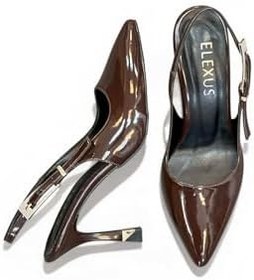 Resim Kadın Stiletto Bej Rugan Sivri Burun Orta Topuk Taşlı Toka Yeni Sezon F6180 