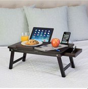 Resim Eğim Ayarlı Ahşap Portatif Tablet Laptop Sehpası Keyif Masası Siyah 