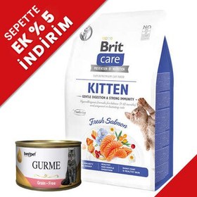 Resim Brit Care Tahılsız Somonlu Yavru Kedi Maması 7 Kg + 4 Adet 85 Gr Yaş Mama 