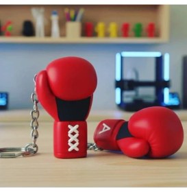 Resim 3D Boyuthane Boks Eldiveni Tasarımlı Anahtarlık (Harf talebinizi iletiniz) 