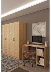 Resim Ases Mobilya Ases Hdf5358 Genç Odası Gardırop Ve Çalışma Masası Hediyeli Beyaz - Safir Meşe Safir Meşe 