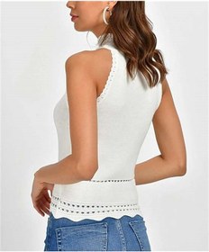 Resim Aqe Fashion Kadın Halter Yaka Dantel Detaylı Bluz Beyaz-Beyaz 