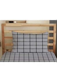Resim 2 Adet Kareli Pamuklu 50x70 Cm Yastık Kılıfı Koyu Antrasit 