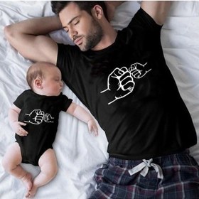 Resim En İyi Dost Baba Oğul Kız Tişört Zıbın Kombini (544659037) 