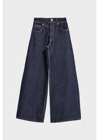 Resim Itsbasic Kadın İndigo Renk 7w5-50 Palazzo Fit %100 Koton İç Boy 80cm Denim Jean 