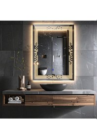 Resim Solrae Günışığı Lazer Kumlamalı Lavabo & Banyo Aynası Dokunmatik Sensörlü 70 X 50 