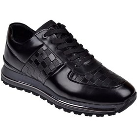 Resim Voyager Hakiki Deri Dama Desenli Erkek Spor Ayakkabı Voy-157 Siyah Açma Siyah Açma 