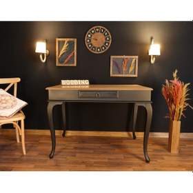 Resim Wooding-Mobilya Wooding 100 Cm Çekmeceli Masif Siyah Naturel Çalışma Masası 