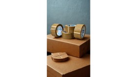 Resim 67 mm x 100 Taba Renkli Hotmelt Koli Bandı -Kahverengi -Shrinkli Paketli 
