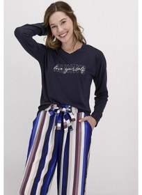 Resim Arnetta 1481 Always Love Yourself Lacivert Kadın Uzun Kol Pijama 