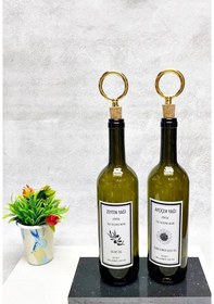 Resim Altın Halka Mantar Tıpalı 750ml Yeşil Şişe Etiketli Yağlık Yağdan 