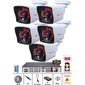 Resim Prolife 5 Kameralı Yeni Nesil Yüz Tanımalı Insan Yüzü Eşgal Fotoğrafı Çeken 5 Mp Sony Full HD Ultra Üstün Kalite Güvenlik Kamerası Seti 