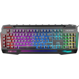 Resim Rampage KB-R63 Stage Siyah USB 7 Renk Aydınlatmalı Q 4 Macro Fonksiyon 1*USB Hub Oyuncu Klavyesi 