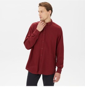 Resim Nautıca Erkek Bordo Classıc Fıt Uzun Kollu Gömlek Düz W37232t Bordo 