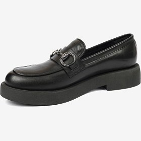 Resim Kadın Siyah Hakiki Deri Termo Light Taban Loafer Ayakkabı 