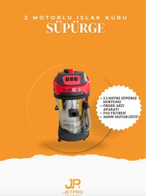 Resim JetPro Teknik OTO YIKAMA SETİ 3 LÜ SET 200 BAR YIKAMA MAKİNESİ - 100 LİTRE KÖPÜK TANKI - 3MOTORLU SÜPÜRGE 
