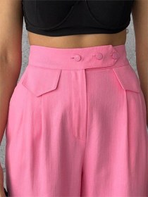 Resim Nova Bazaar Pantolon Kapalı Cep 3 Düğme Detaylı - Pembe Pembe 