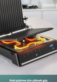 Resim HOMEND Grilliant 1341h Inox Gövdeli, Döküm Plakalı, 5 Programlı, Led Ekranlı Tost Ve Izgara Makinesi 