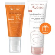 Resim Avene SPF50+ Güneş Kremi 50 ml ve 3'ü 1 Arada Temizleme Losyonu 100 ml 