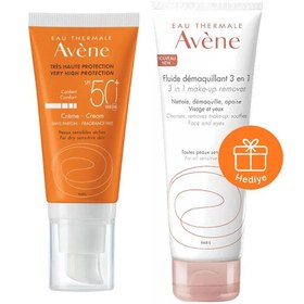 Resim Avene SPF50+ Güneş Kremi 50 ml ve 3'ü 1 Arada Temizleme Losyonu 100 ml 