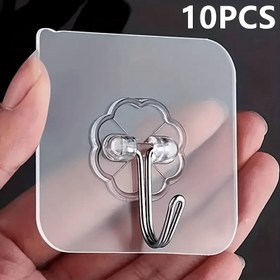 Resim 10 Adet Şeffaf Yapışkanlı Mutfak Kancaları, Delme Gerektirmeyen Duvara Montaj, Ağır Hizmet Tipi Plastik Askılar Çiçek Tasarımlı, Ayarlanabilir & Zararsız Kullanım İçin, Mutfak Aksesuarları 