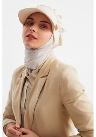 Resim Kadın Tesettür Multi Şifon Ipeksi Şal Ve Pamuklu Penye Vizör Şapka Ikilisi - Rahat, Ekstra Hafif - Tek Ebat / Bej BEj 
