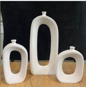Resim Üçlü Oval Vazo Set Vz258-1 
