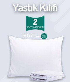 Resim 2 Adet RanForce Düz Pamuk Antibakteriyel Yıkanabilir Lüks Yastık Kılıfı 50x70cm - Beyaz 