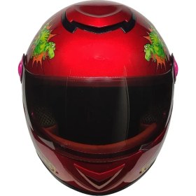 Resim Ebakbak Motosiklet ve Bisiklet Çocuk Kaskı Full Face Pp Material Abs Çocuk Kask Dino Kırmızı 