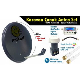 Resim Antenci 40cm Karavan Çanak Anten Seti Next Çiftli Lnb Digital Uydu Bulucu 