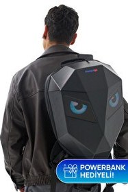 Resim Zampago Sert Kasa USB Şarj Girişli LED Göz Maskeli Motosiklet Sırt Çantası 