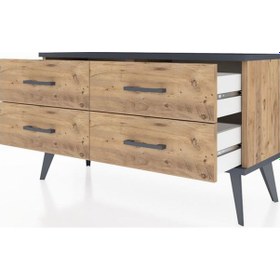 Resim Arges Şifonyer 4 Raflı 88x30x48 Çam-antrasit/çam Antrasit/çam 