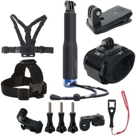 Resim Gplus St011 Gopro Hero 10 Eken H9r Sjcam Sj4000 Aksiyon Kamera Kafa Bandı Göğüs Kemeri 11 Parça Set 