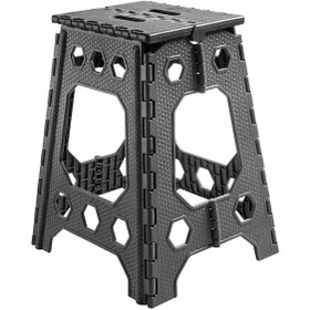 Resim Katlanabilir Kamp Sandalyesi Katlanır Tabure Büyük Boy 46 Cm Siyah 