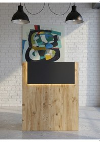 Resim Resital Ledli Karşılama Bankosu G-90 Cm Ofis Kasa Resepsiyon Masası Banko-003-6-4 