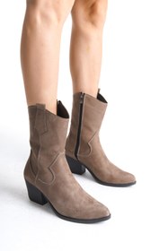 Resim Redoxy Kadın Siyah Sivri Burunlu Dikişli Kovboy Çizme Fermuarlı , Western Dallas Çizme 