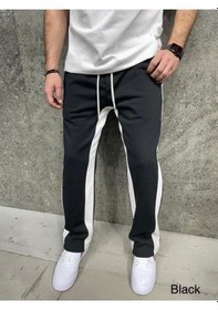 Resim Çizgi Detaylı Baggy Eşofman Altı Siyah 