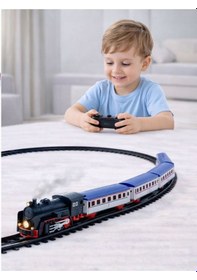 Resim Ekspres Tren Seti Raylı Oyuncak Tren Klasik Lokomotif Ve Vagonlar Kutulu 