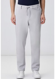 Resim Network Gri Duble Paça Diyagonal Örme Jogger Pantolon 