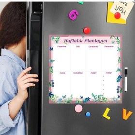 Resim Floral Haftalık Magnet Planlayıcı , Mıknatıslı Silinebilir Yazı T 