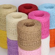 Resim 100g Raffi Kağıt Çim Halat El Yapımı Örgülü Çanta Şapka Halat Hediye Paketleme Halatı% 100 Keten 