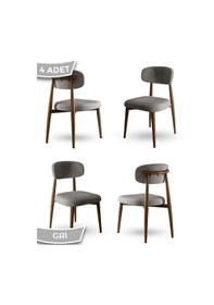 Resim Canisa Laos Serisi 4 Adet Gri Mutfak Sandalyesi Ahşap Kaplama 1. Sınıf Babyface Kumaş Gri Sandalye Ayaklar Ahşap Kaplama 