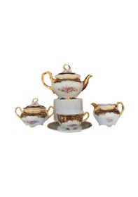 Resim King El Yapımı Çekoslavak Bolero Cobalt Siyah Çay Fincan Takımı 1 